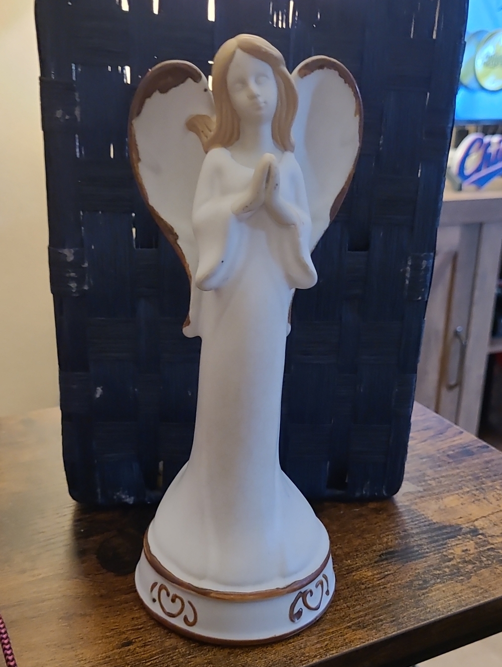 "Angel of Grace" Glazed Porcelain Musical Figure. Plays Joy To The World.